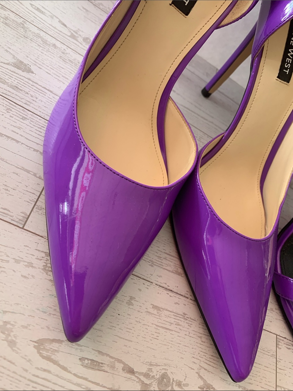 2 Nine West shoes Purple Patent Pointed Toe Pumps Reina AnkleStrap Sandals size9 - Picture 4 of 11